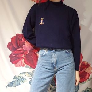 vintage mock neck embroidered sweater